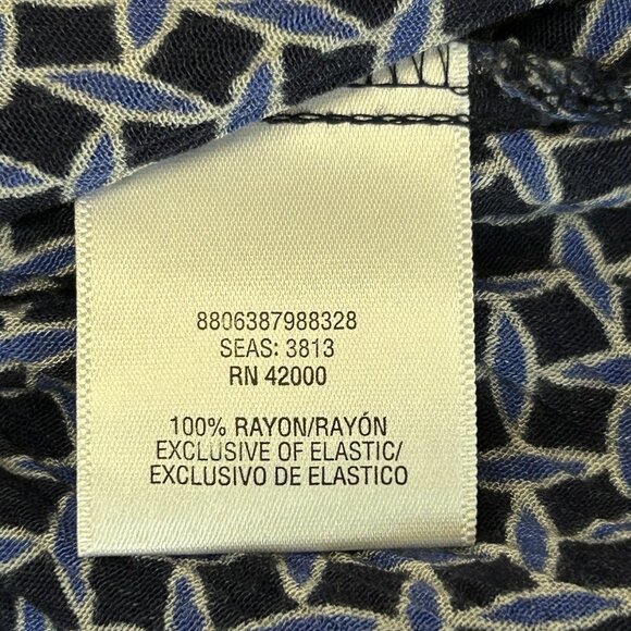 JACLYN SMITH Womens Blouse L Blue Geometric Rayon Raglan Sleeve Stretch Neck - Picture 6 of 7